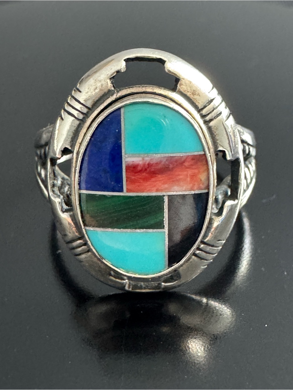 Carolyn Pollack Sterling Silver Multi-Stone Inlay Ring - Mosaic - 8.5